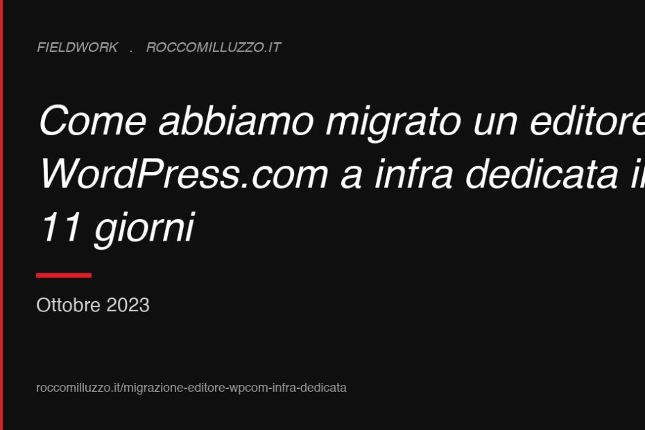 Come abbiamo migrato un editore da WordPress.com a infra dedicata in 11 giorni