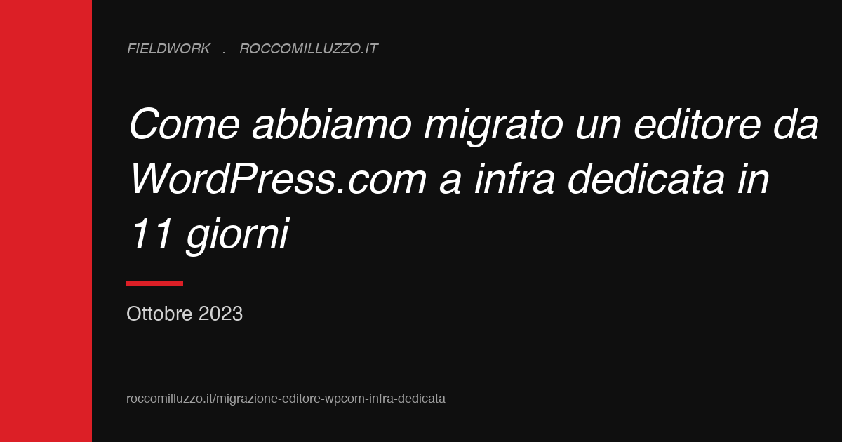 Come abbiamo migrato un editore da WordPress.com a infra dedicata in 11 giorni