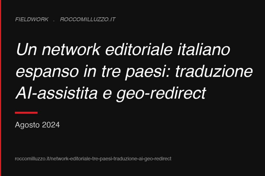Un network editoriale italiano espanso in tre paesi: traduzione AI-assistita e geo-redirect