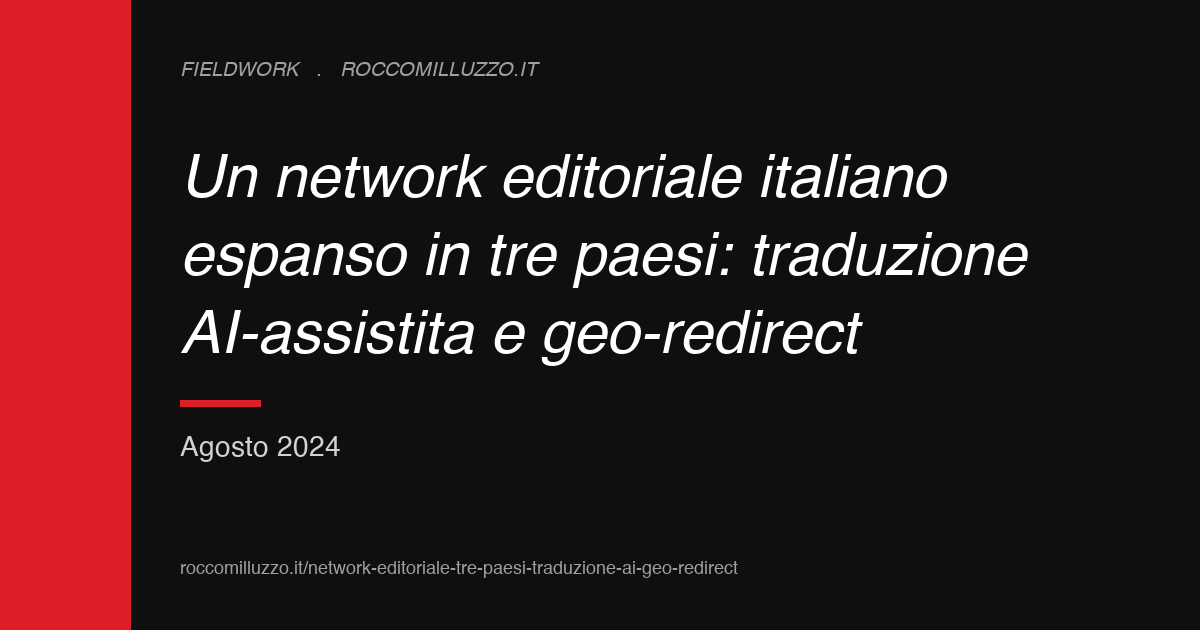 Un network editoriale italiano espanso in tre paesi: traduzione AI-assistita e geo-redirect