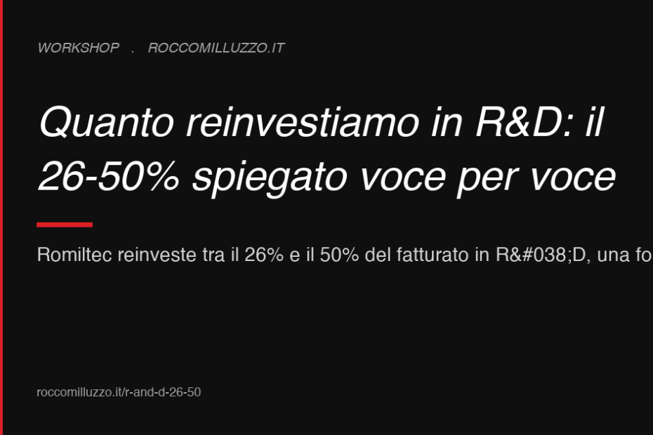 Quanto reinvestiamo in R&D: il 26-50% spiegato voce per voce