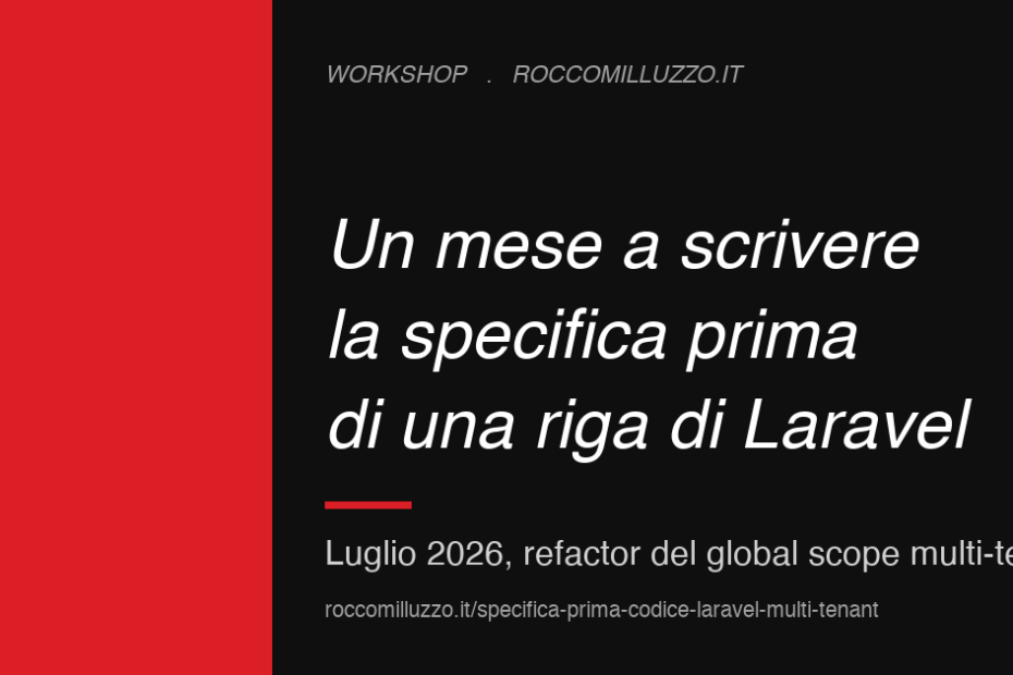Un mese a scrivere la specifica prima di una riga di Laravel