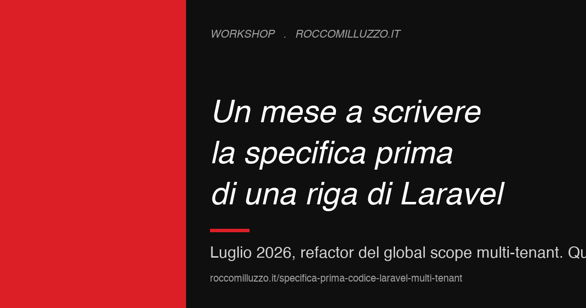 Un mese a scrivere la specifica prima di una riga di Laravel