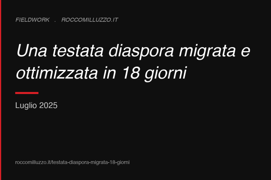 Una testata diaspora migrata e ottimizzata in 18 giorni