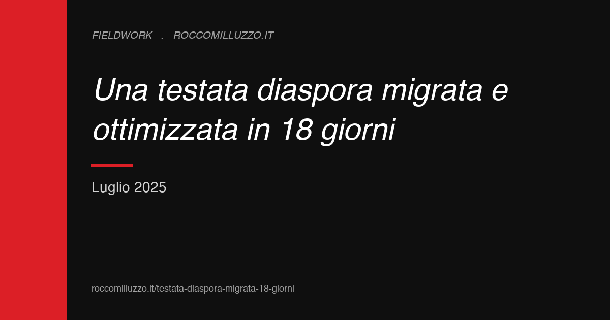 Una testata diaspora migrata e ottimizzata in 18 giorni