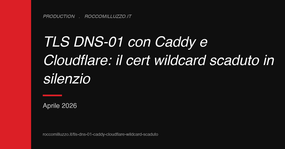 TLS DNS-01 con Caddy e Cloudflare: il cert wildcard scaduto in silenzio