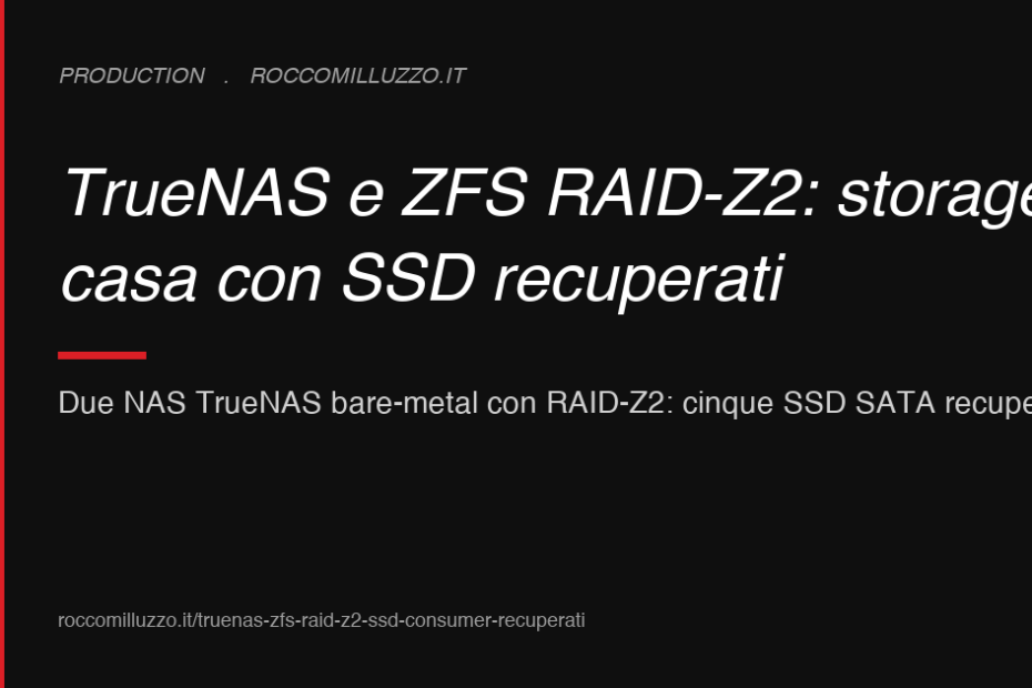 TrueNAS e ZFS RAID-Z2: storage di casa con SSD recuperati