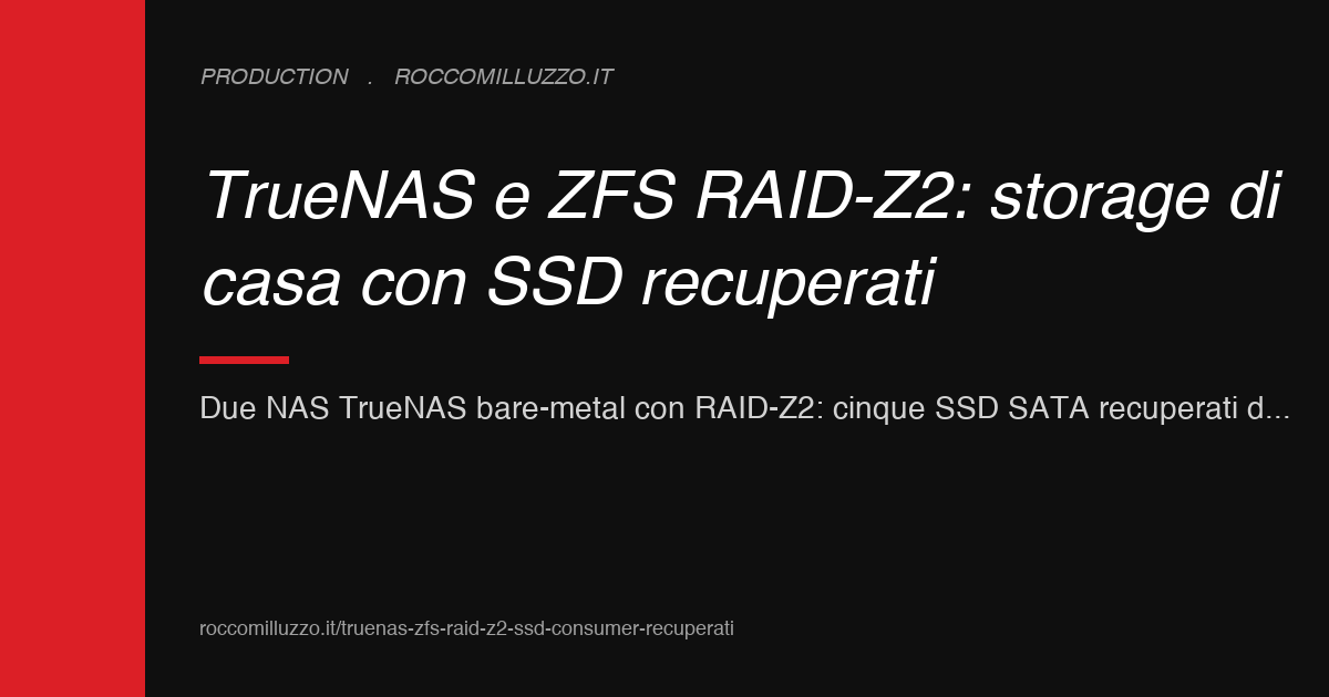 TrueNAS e ZFS RAID-Z2: storage di casa con SSD recuperati