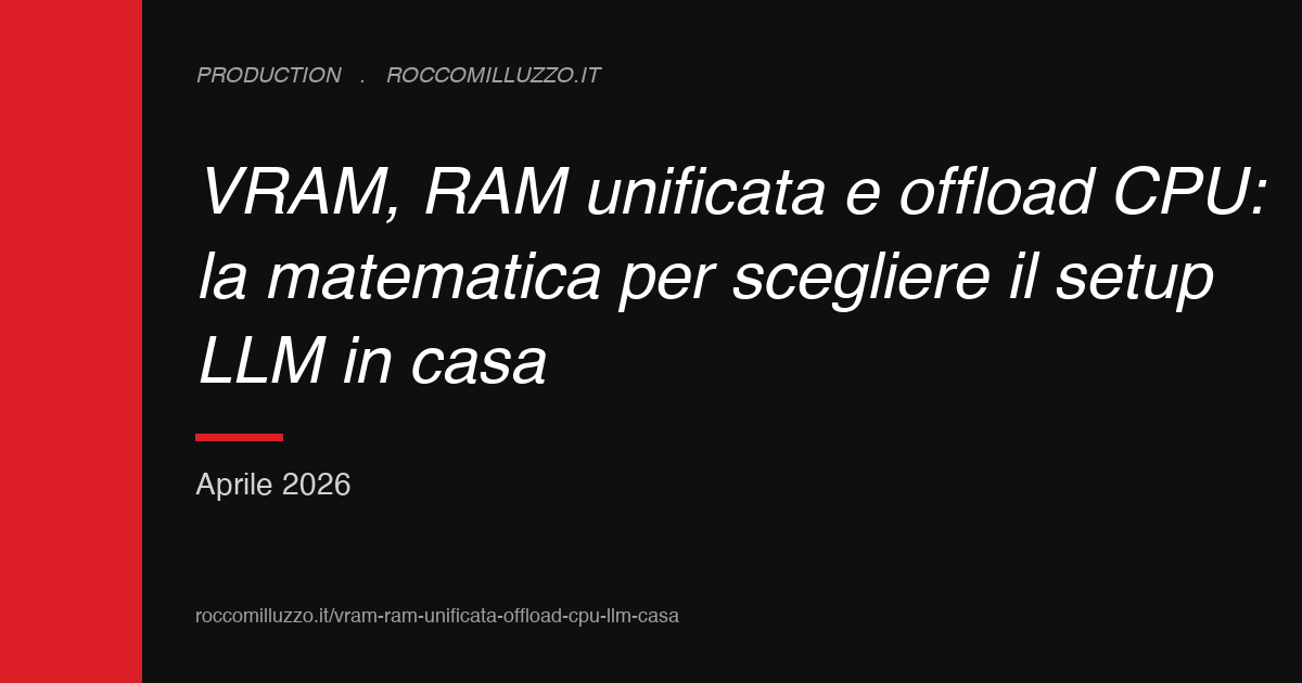 VRAM, RAM unificata e offload CPU: la matematica per scegliere il setup LLM in casa