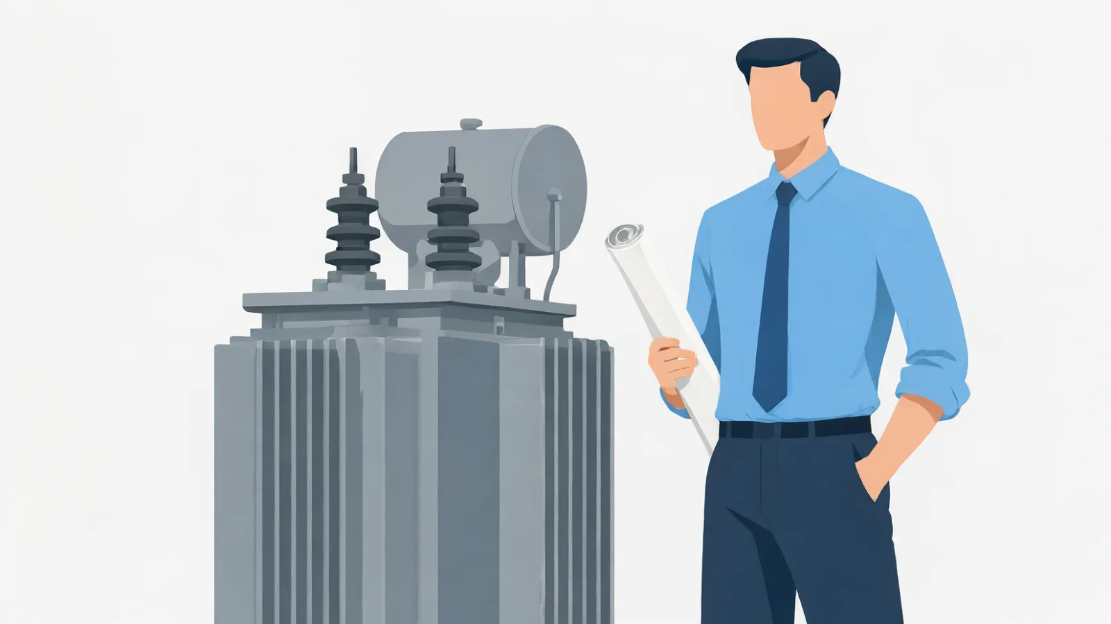 Un ingegnere accanto a un trasformatore elettrico per illustrare i freni energetici dei data center in Italia.